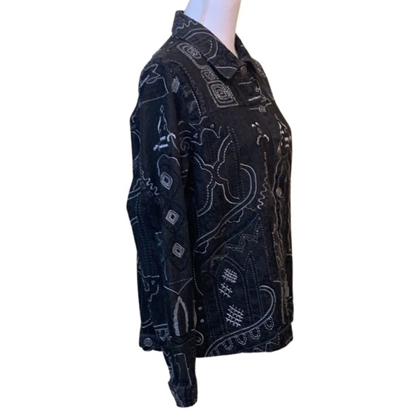 Laura Ashley Black Embroidered denim jacket, medium, prairiecore, western - Picture 2 of 5